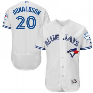 2016 Men Toronto Blue Jays #20 Josh Donaldson White 40th Anniversary Flexbase Authentic Collection Player Jersey