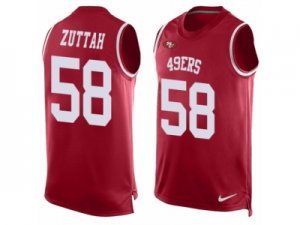 Mens Nike San Francisco 49ers #58 Jeremy Zuttah Limited Red Player Name & Number Tank Top NFL Jersey