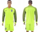 England Blank Green Long Sleeves Goalkeeper Soccer Country Jersey