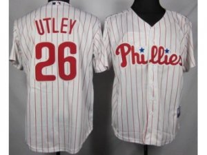 MLB Philadelphia Phillies #26 Chase Utley White Jerseys(Red Strip)