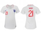 England 21 VARDY Home Women 2018 FIFA World Cup Soccer Jersey