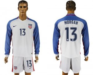 USA #13 Morgan Home Long Sleeves Soccer Country Jersey