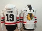 Blackhawks #19 Jonathan Toews White All Stitched Hooded Sweatshirt