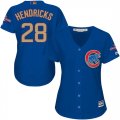 Chicago Cubs #28 Kyle Hendricks Blue Women World Series Champions Gold Program Cool Base Jersey