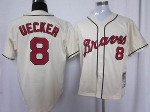 mlb atlanta braves #8 uecker m&n cream