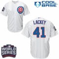 Youth Majestic Chicago Cubs #41 John Lackey Authentic White Home 2016 World Series Bound Cool Base MLB Jersey