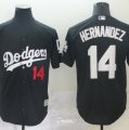 Dodgers #14 Enrique Hernandez Black Turn Back The Clock Cool Base Jersey