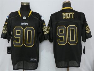 Nike Steelers #90 T.J. Watt Lights Out Black Elite Jersey