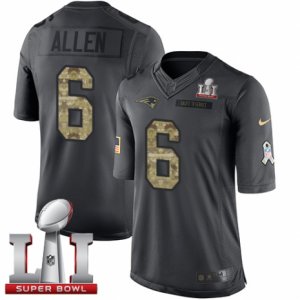 Mens Nike New England Patriots #6 Ryan Allen Limited Black 2016 Salute to Service Super Bowl LI 51 NFL Jersey