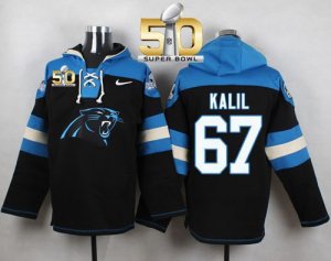 Nike Carolina Panthers #67 Ryan Kalil Black Super Bowl 50 Player Pullover NFL Hoodie