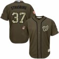 Mens Majestic Washington Nationals #37 Stephen Strasburg Replica Green Salute to Service MLB Jersey