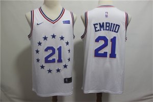 76ers #21 Joel Embiid White 2018-19 Earned Edition Nike Swingman Jersey