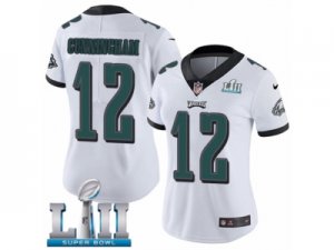 Women Nike Philadelphia Eagles #12 Randall Cunningham White Vapor Untouchable Limited Player Super Bowl LII NFL Jersey