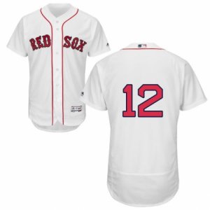 Men\'s Majestic Boston Red Sox #12 Brock Holt White Flexbase Authentic Collection MLB Jersey