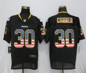 Nike Steelers #30 James Conner USA Flag Fashion Black Elite Jersey