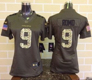 Women Nike Dallas Cowboys #9 Tony Romo Green Salute to Service Jerseys