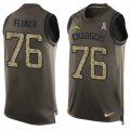 Mens Nike San Diego Chargers #76 D.J. Fluker Limited Green Salute to Service Tank Top NFL Jersey