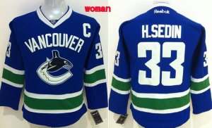 Women NHL Vancouver Canucks #33 H.SEDIN Blue Jerseys