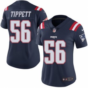 Women\'s Nike New England Patriots #56 Andre Tippett Limited Navy Blue Rush NFL Jersey