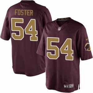 Mens Nike Washington Redskins #54 Mason Foster Limited Burgundy Red Gold Number Alternate 80TH Anniversary NFL Jersey