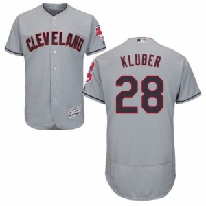 Men\'s Majestic Cleveland Indians #28 Corey Kluber Grey Flexbase Authentic Collection MLB Jersey