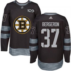Mens Boston Bruins #37 Patrice Bergeron Black 1917-2017 100th Anniversary Stitched NHL Jersey