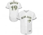 Mens Majestic Toronto Blue Jays #19 Jose Bautista Authentic White 2016 Memorial Day Fashion Flex Base MLB Jersey