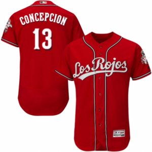 Men\'s Majestic Cincinnati Reds #13 Dave Concepcion Red Los Rojos Flexbase Authentic Collection MLB Jersey