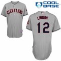 Men's Majestic Cleveland Indians #12 Francisco Lindor Authentic Grey Road Cool Base MLB Jersey