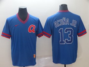 Atlanta Braves #13 Ronald Acuna Jr Blue Throwback Jersey