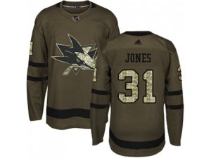 Youth Adidas San Jose Sharks #31 Martin Jones Green Salute to Service Stitched NHL Jersey