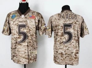 2013 Nike NFL Baltimore Ravens #5 Joe Flacco Camo NFL Elite USMC Jersey(USA)