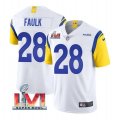 Nike Rams #28 Marshall Faulk White 2022 Super Bowl LVI Vapor Limited Jersey