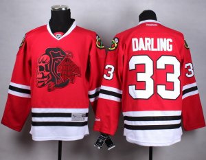 NHL Chicago Blackhawks #33 Scott Darling Red jerseys(red Skull)