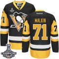 Youth Reebok Pittsburgh Penguins #71 Evgeni Malkin Premier Black Gold Third 2016 Stanley Cup Champions NHL Jersey
