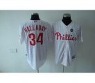 mlb philadelphia phillies #34 halladay hk patch white(red strip)