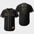 Marlins #19 Miguel Rojas Black Gold Flexbase Jersey