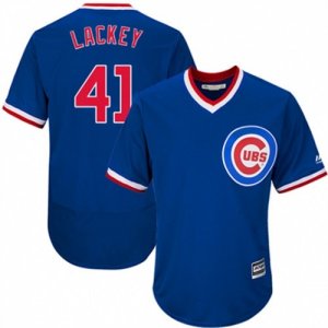 Mens Majestic Chicago Cubs #41 John Lackey Replica Royal Blue Cooperstown Cool Base MLB Jersey