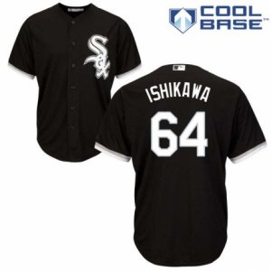 Men\'s Majestic Chicago White Sox #64 Travis Ishikawa Replica Black Alternate Home Cool Base MLB Jersey