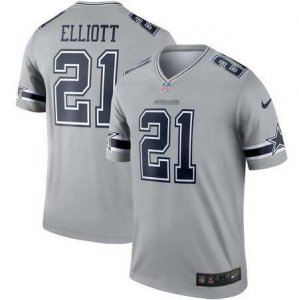 Nike Cowboys #21 Ezekiel Elliott Gray Inverted Legend Jersey