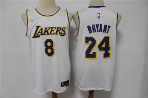 Lakers #8 & 24 Kobe Bryant White Nike Diamond 75th Anniversary City Edition Swingman