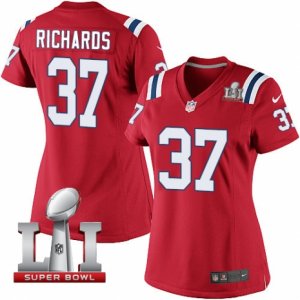 Womens Nike New England Patriots #37 Jordan Richards Elite Red Alternate Super Bowl LI 51 NFL Jersey
