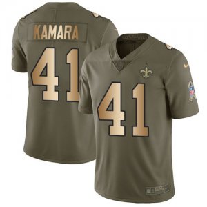 Nike Saints #41 Alvin Kamara Olive Gold Salute To Service Limited Jersey