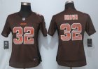 Women New Nike Cleveland Browns #32 Brown Brown Strobe Jerseys