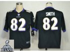 2013 Super Bowl XLVII NEW Baltimore Ravens 82 Torrey Smith Black Jerseys (Game)