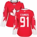 Women's Adidas Team Canada #91 Steven Stamkos Authentic Red Away 2016 World Cup Hockey Jersey