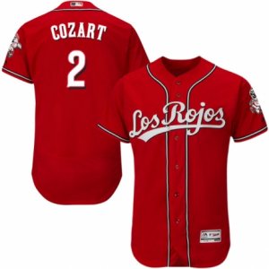 Men\'s Majestic Cincinnati Reds #2 Zack Cozart Red Los Rojos Flexbase Authentic Collection MLB Jersey