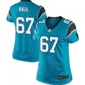 Women Nike Carolina Panthers #67 Ryan Kalil Black Team Color Stitched blue Jersey