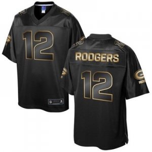 Nike Green Bay Packers #12 Aaron Rodgers Pro Line Black Gold Collection Jersey(Game)
