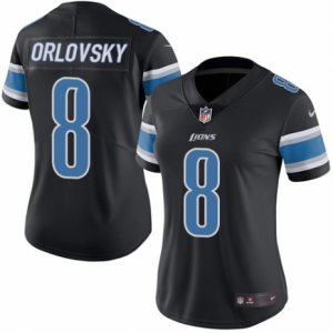 Women\'s Nike Detroit Lions #8 Dan Orlovsky Limited Black Rush NFL Jersey